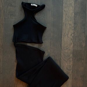 Zara Black asymétrique maxi dress